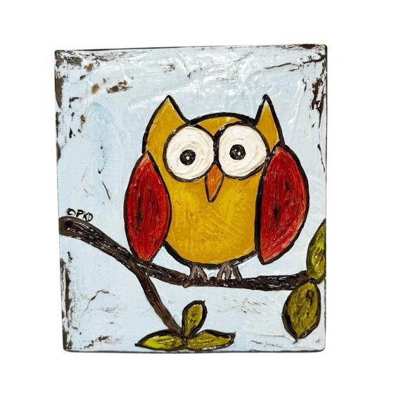 Vineyard's Gifts Other - Vineyard's Gifts 7" x 8" Owl Painting on Wood Whimsical